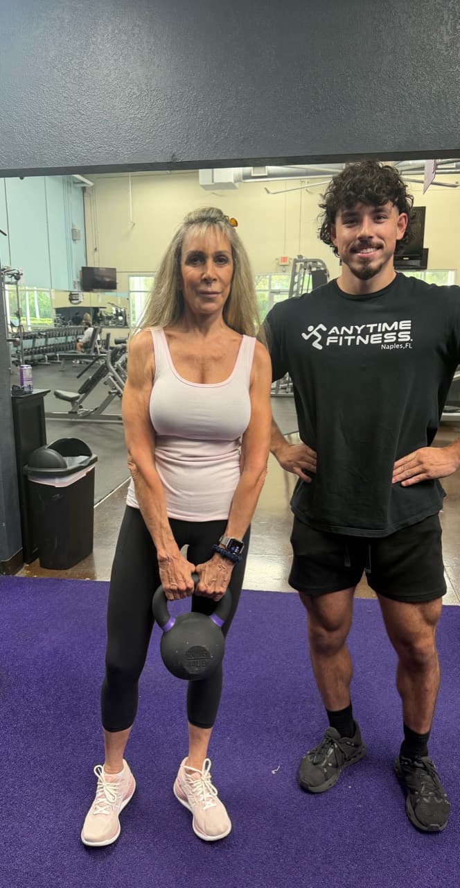 Jeremy with a client after kettlebell training